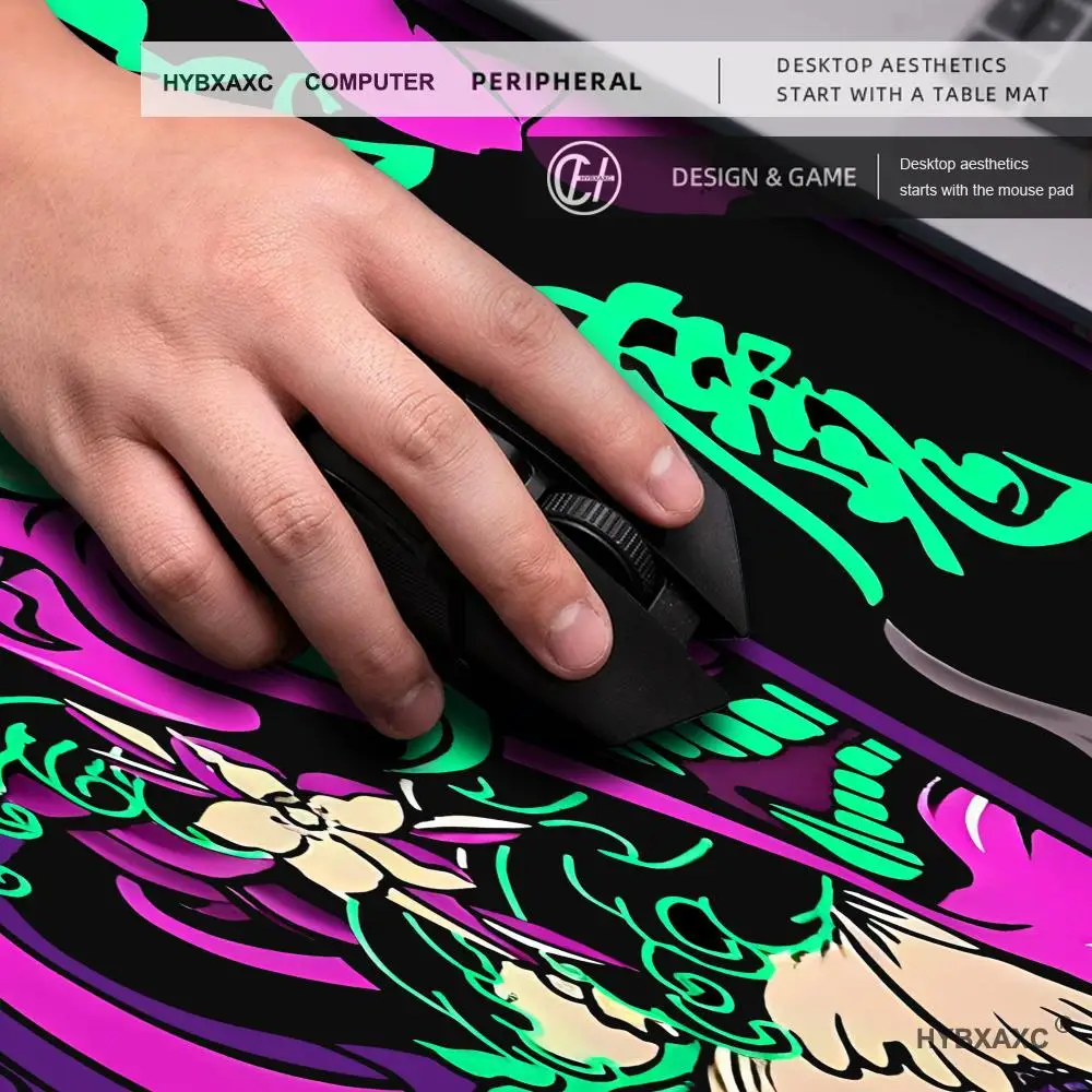 Japanese Samurai Devil Mask Gaming Mousepad Speed Desk Mat Anime Black Ghost Face Theme Keyboard Gamer Mouse Pad for Esports