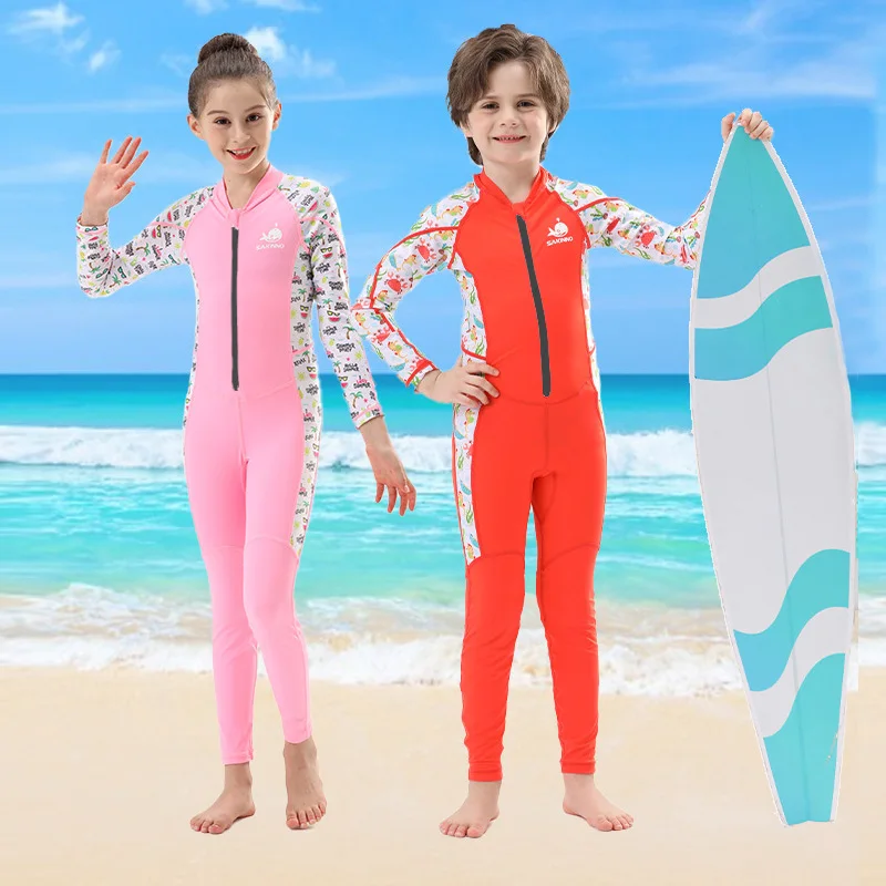 

Children's One-Piece Wetsuit Beach Sun-Protective Quick-Drying Long-Sleeved Surf Suit Swimsuit Sailing Suit Boys and Girls