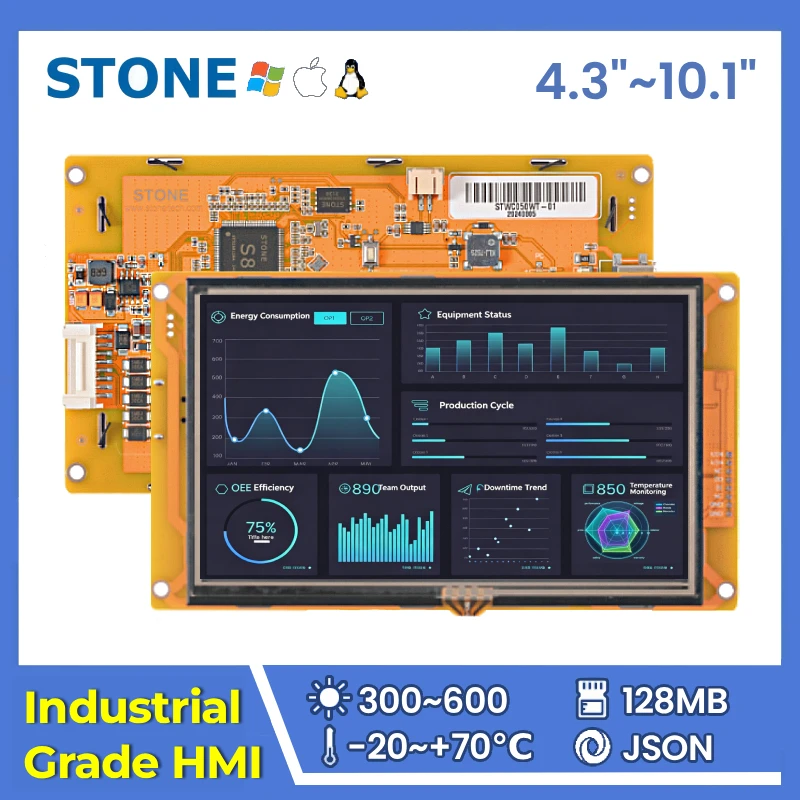 STONE C 4.3-10.1 inch HMI TFT LCD Display Panel with Resistive Touch Screen for RS422 CPU Cortex A8 1Ghz for esp32 Arduino