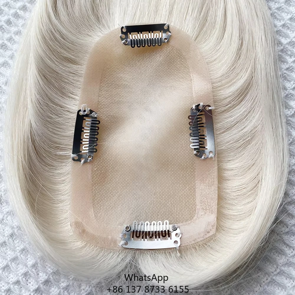 

2025 New Design Mini Wig Single Knots 5.0 Human Hair Topper Full Lace Lace Mono Silk Top For Hair Loss