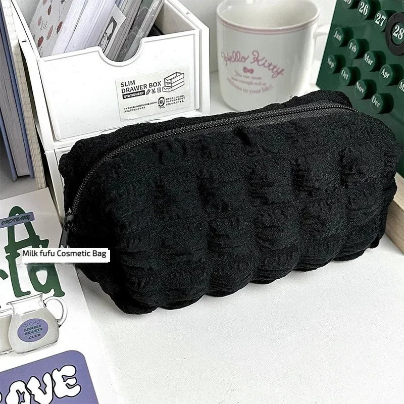 1 قطعة حقيبة مستحضرات التجميل ماكياج الحقيبة بلون مقلمة الإبداعية وسادة حقيبة اللوازم المدرسية صندوق أدوات مكتب منظم أدوات التجميل #5