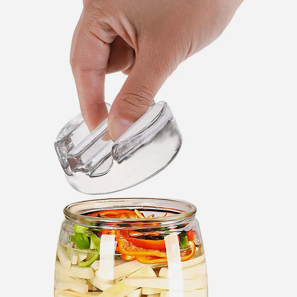 Fermentation Glass Weight with Easy Grip Handle Heavy Glass Fermenting Lid for Mason Jar Pickle Pickling Kimchi