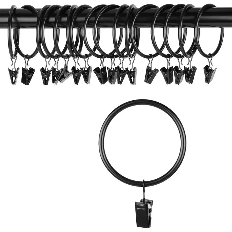 41 pcs 32mm Metal Curtain Hanger Rings, Bathroom Shower Panels, Easy Slide On Rod, Strong Clip Grip, Multipurpose view 3