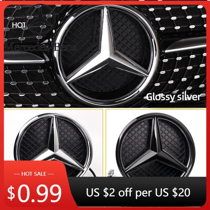

Car Sticker Black border and silver border decoration Car Front Grilled Star Emblem Logo for Mercedes Benz W213 E-Class 2016-202