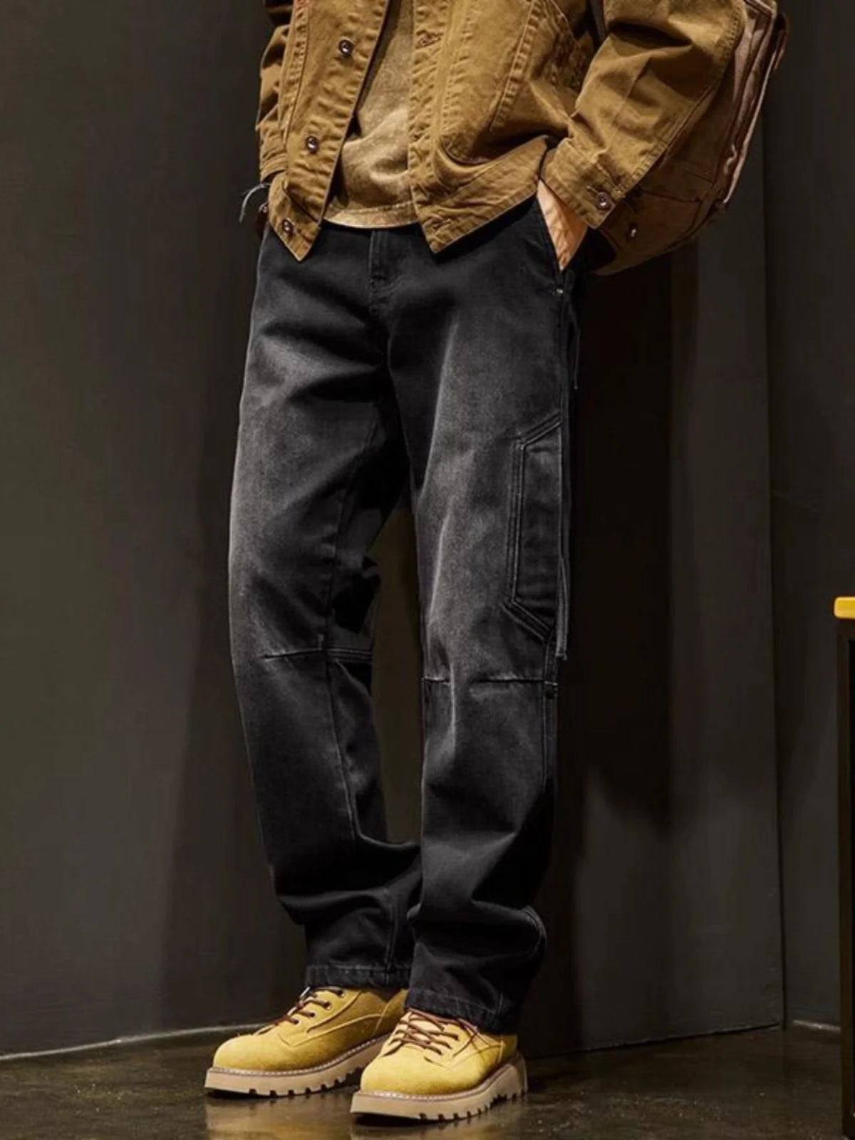 

American Retro Workwear Jeans Men's Spring Autumn Loose Straight Casual Pants High Street Trend Brand Youth Popular