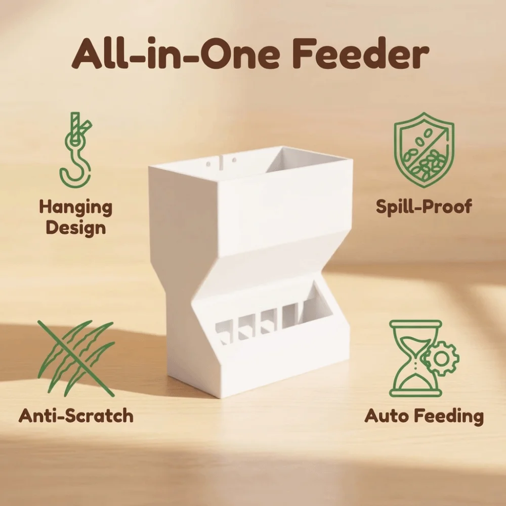 3D Printing Chicken Hanging Trough Trough Shape Plastic Automatic Chicken Feeder Anti-Spill Poultry Feeder Cage Accessories