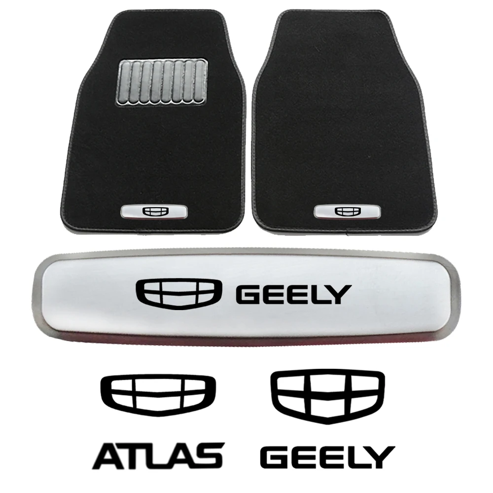 Car Floor Mats Metal Emblem Stickers For Geely Tugella Emgrand ATLAS Pro AZKARRA Coolray GLEAGLE OKAVAGO ICON GX3 Preface BINRAY