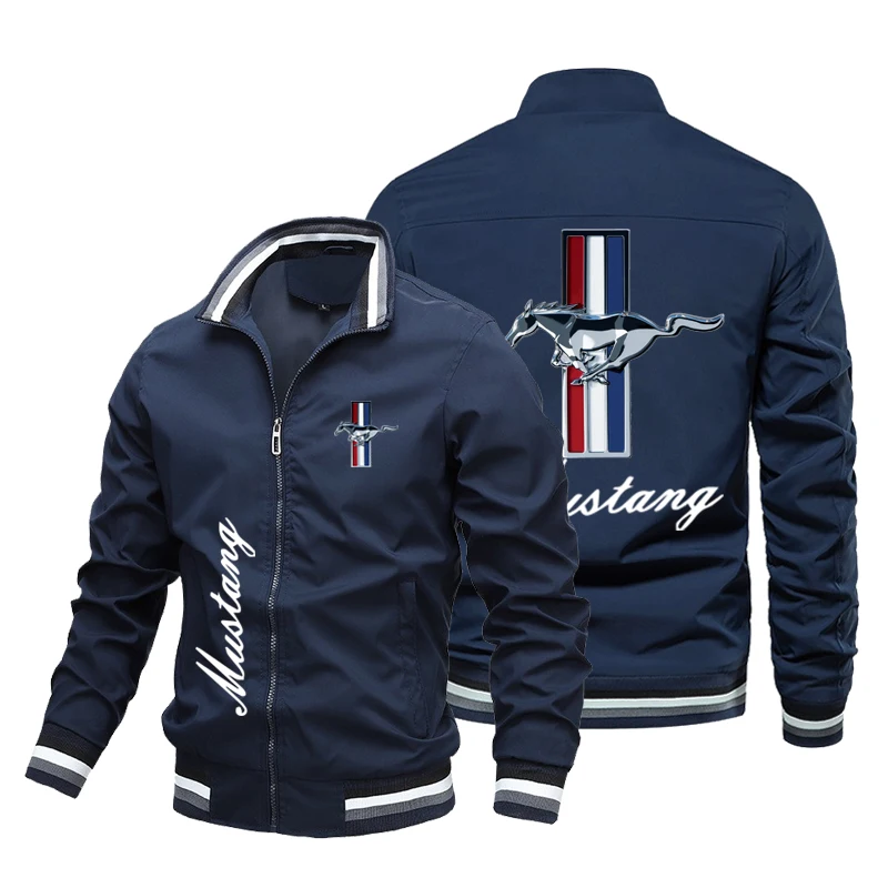 2024 New Trendy Men Jacket Ford Mustang Car Logo Print Jacket Top Brand Jacket High Quality Oversized Motorcycle Racing Jacket