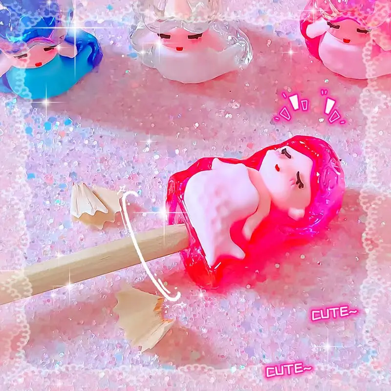 Imagem -03 - Cute Mermaids Pencil Sharpener Papelaria Estética Equipamento Útil Escolar Material de Escritório Back to School Kawaii