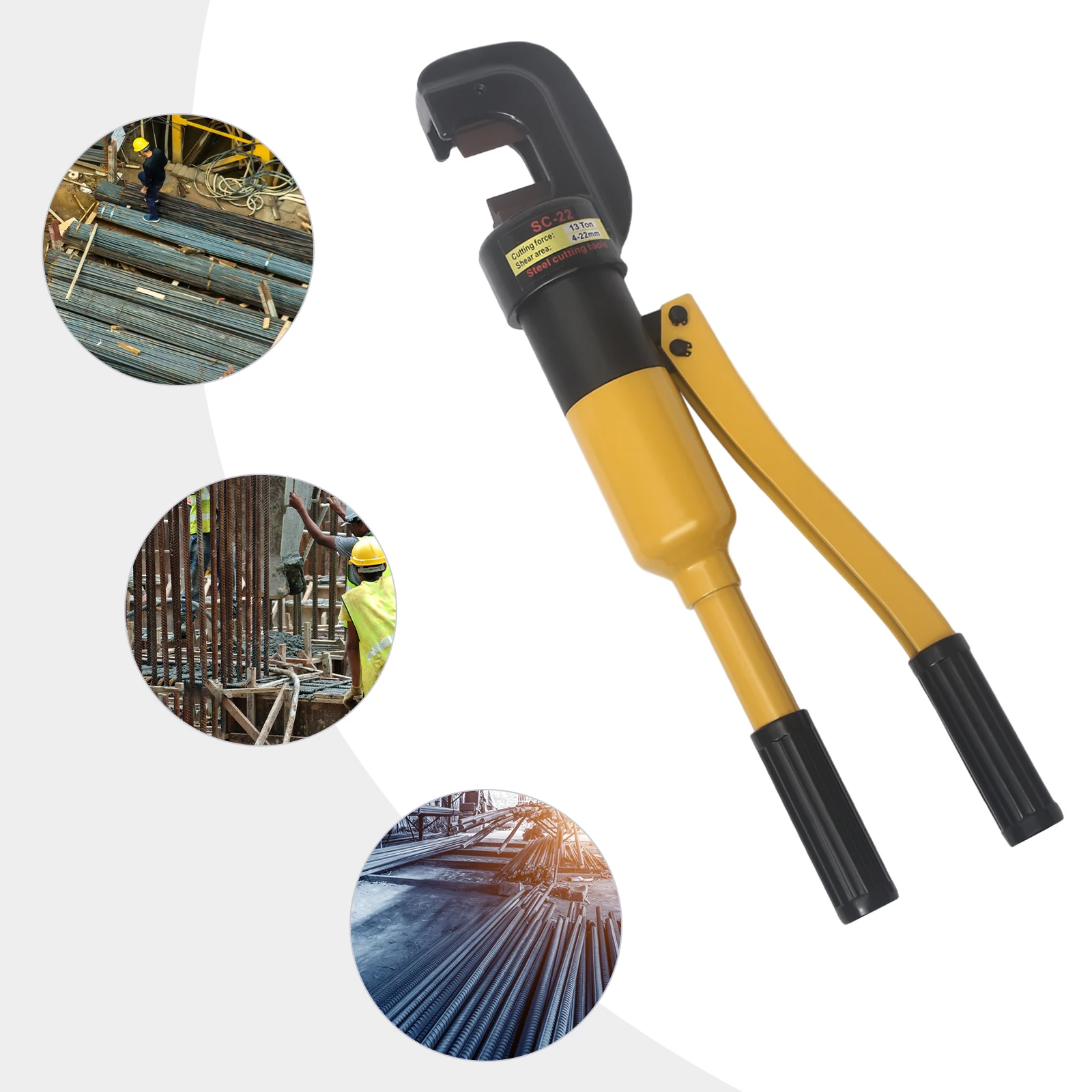 قاطع حديد التسليح الهيدروليكي مع صندوق محمول، قاطع مسامير هيدروليكي، قاطع فولاذي 8 ألوان 4-16 مم، قاطع تعزيز صناعي #5