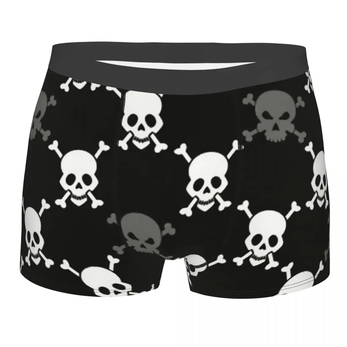 Gray And White Man's Boxer Briefs Skeleton Skull Bone Highly Breathable Underwear High Quality Print Shorts Gift Idea