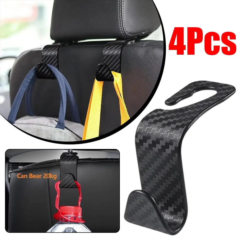 Car Hidden Seat Hook Multi-Purpose Carbon Fiber Texture Back Creative Hooks Car Multi-function Seat On-Board U0K9