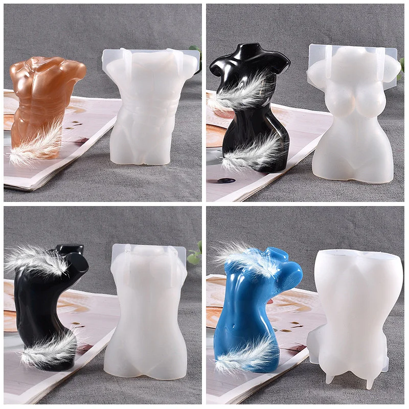 1pc/DIY 8 Types Of Drip Mold Simulation Human Body Male Body Female Body Model Posing Silicone Mold Home Ornament Molds