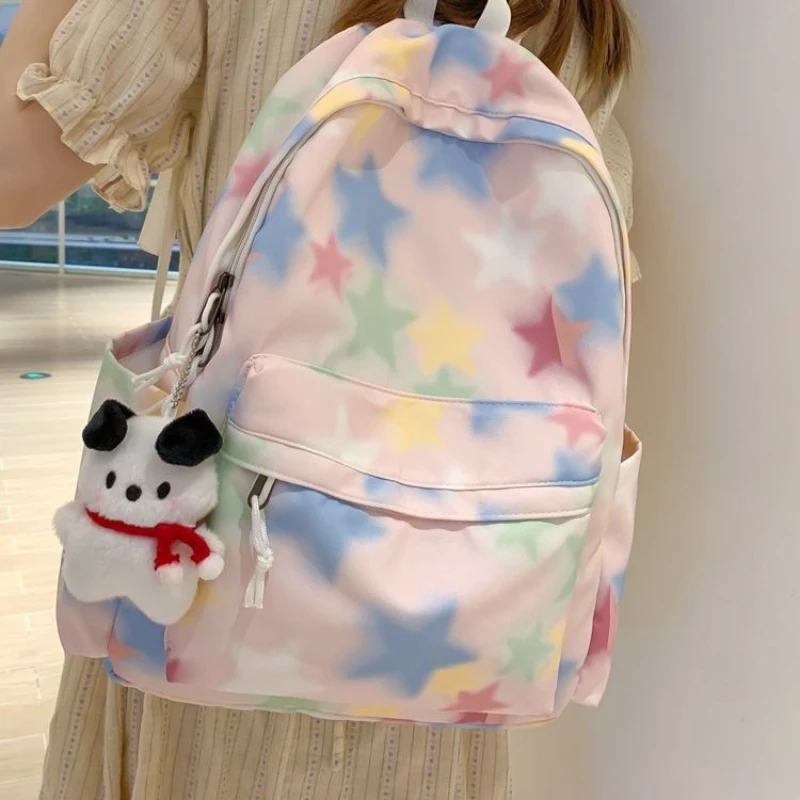 

Нейлоновый рюкзак с принтом звезд, модные школьные ранцы для молодых мальчиков и девочек, вместительная сумка на плечо для девочек-подростков, сумка для книг, 2023