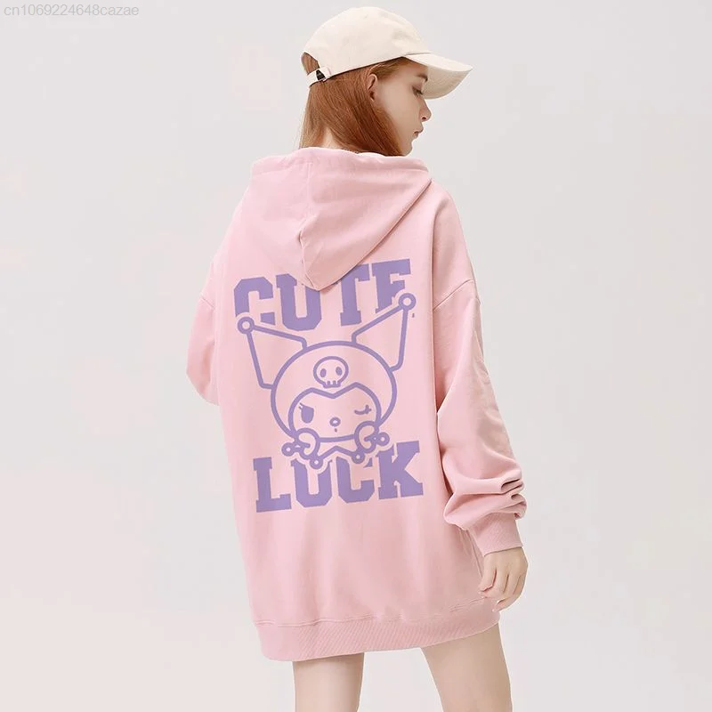 Sanrio Kuromi Clothes Female Korean Style Loose Hoodies Y2k Harajuku Fashion Top Shirts Women Anime Long Sleeve Trend Pullovers