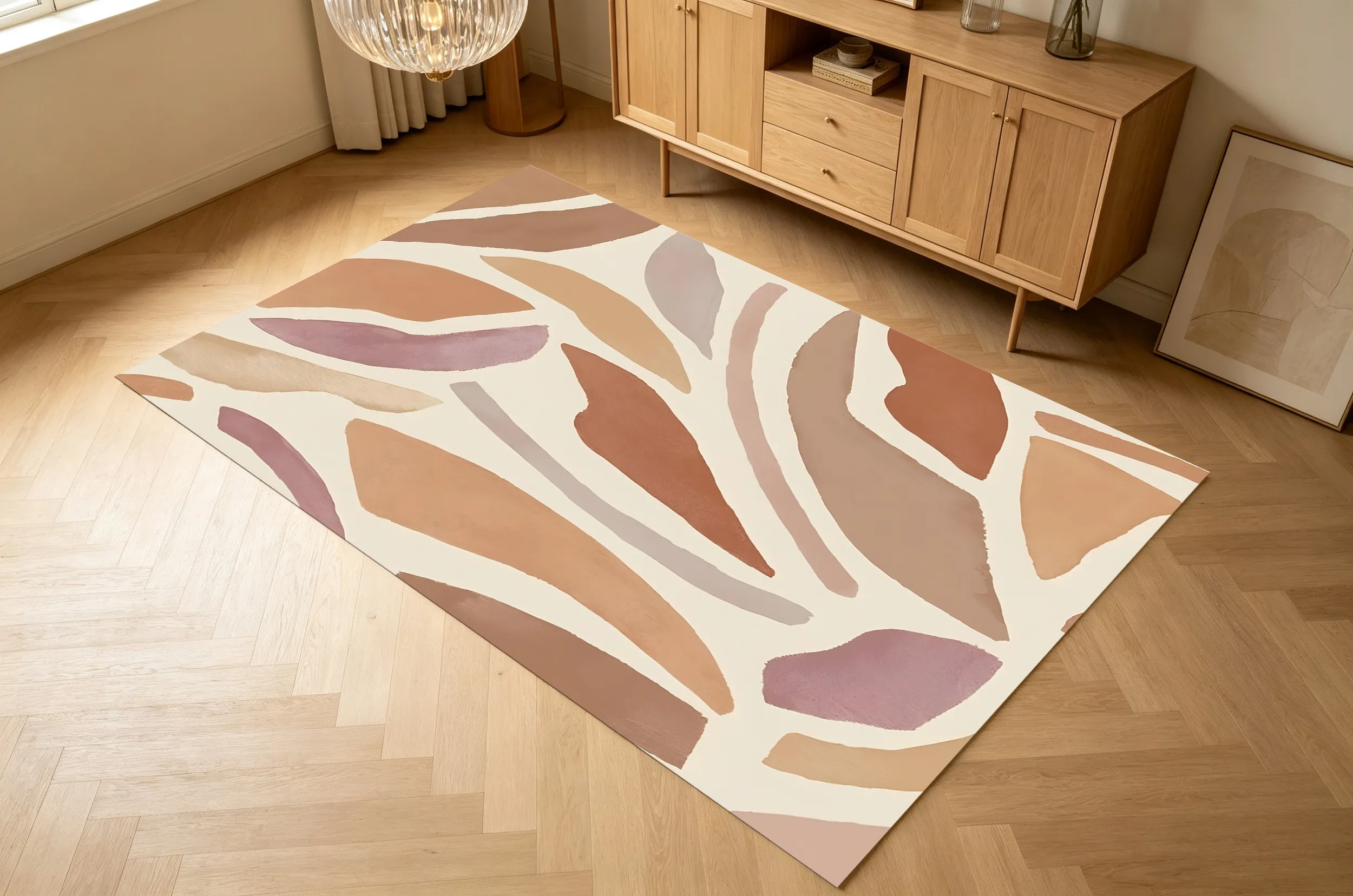 2D Large Rug Warm Tone Irregular Color Blocks Minimalist Wabi Sabi Living Room Bedroom Coffee Table Carpet