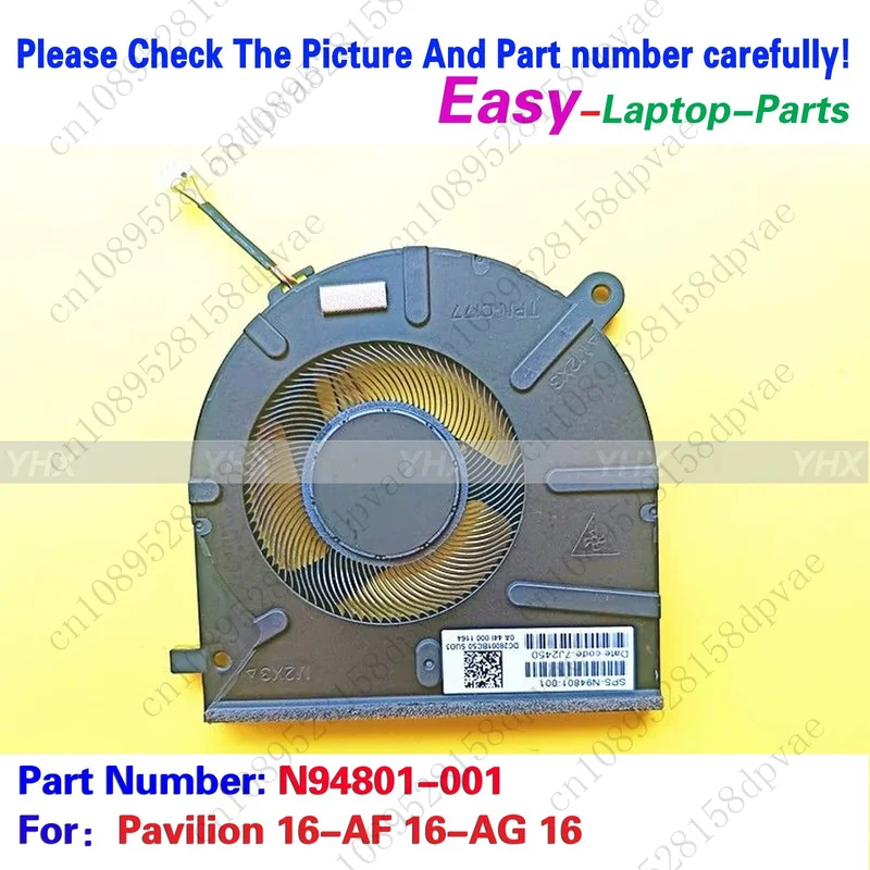 

GYX New For HP Pavilion 16-AF 16-AG 16 inch Laptop CPU Cooling Fan N94801-001 Fast delivery