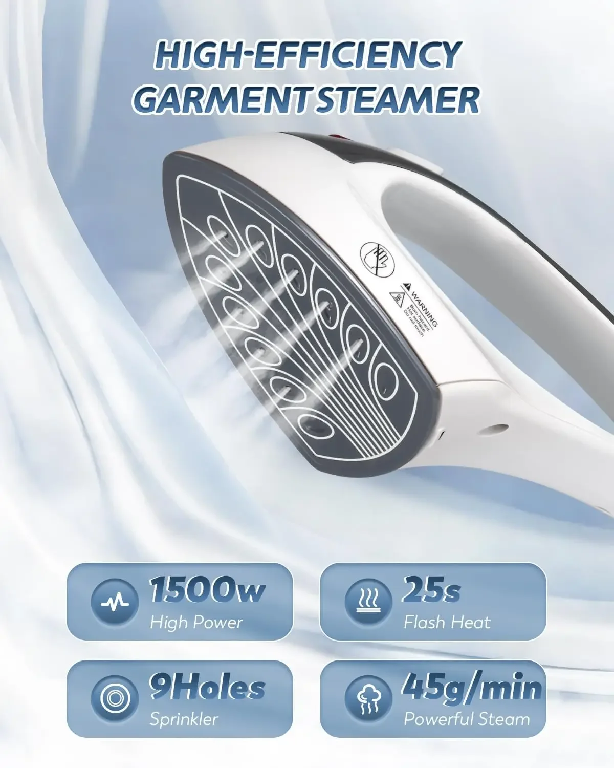 Standing Garment Steamer, 1500W Upgraded Steamer for Clothes Rapid Heats in 25s for 1 Hour Steam, 1.6L Water Tank