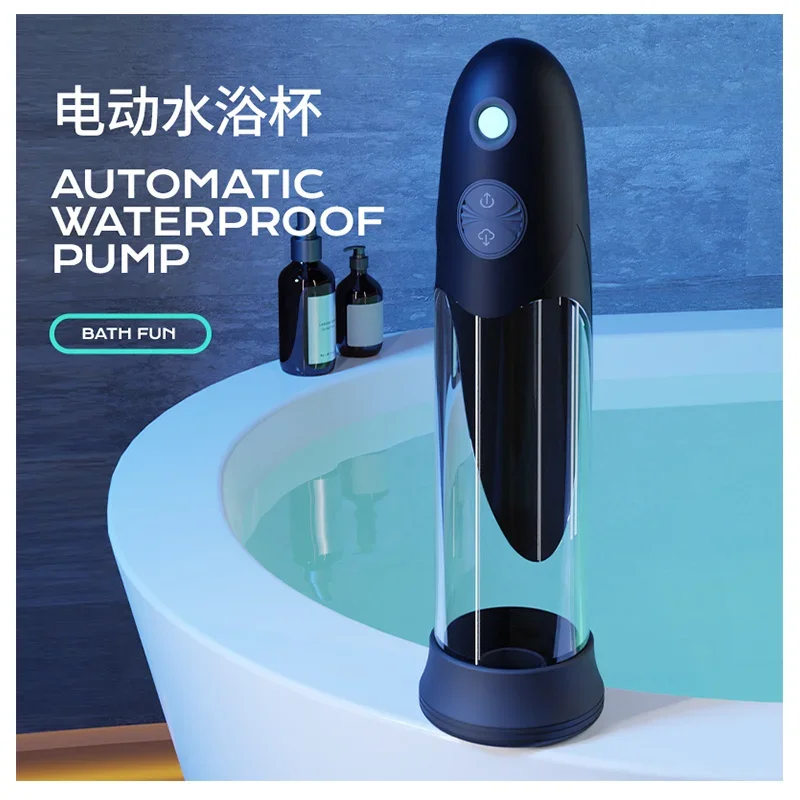 

NEW Male Water Bath Penis Enlargement Vacuum Pump Electric Masturbator Cup Penile Delay Training with Spa Sex Machine