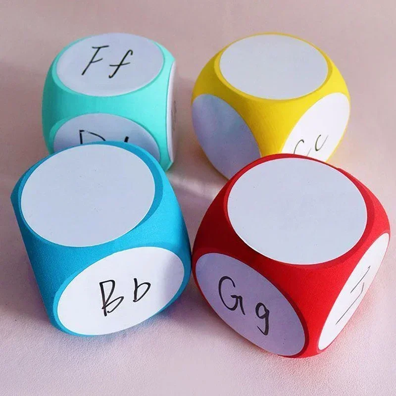 Dados en blanco DIY para escribir y apagar los dados cubos de juego en blanco limpiables portátiles para enseñanza en el aula dados exteriores de borrado en seco