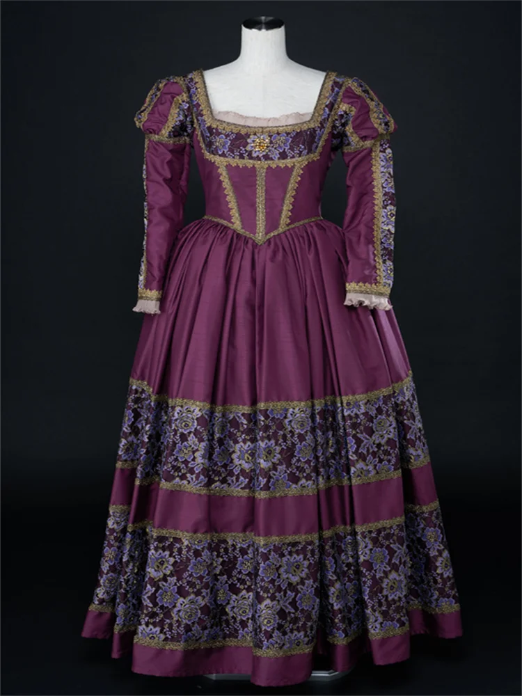 Disfraz victoriano de la Reina Isabelina Tudor, vestido de baile de recreación de teatro de corte real renacentista