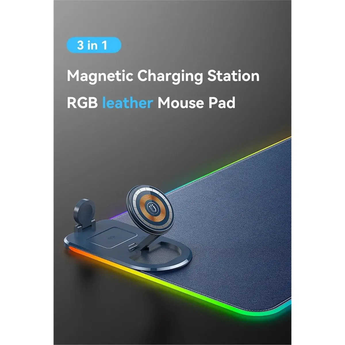 15W 3 in 1 Wireless Charging Mouse Pad Customized Desk Pad Fantasy Glowing Game Pad Leather Mouse Pad Super Large