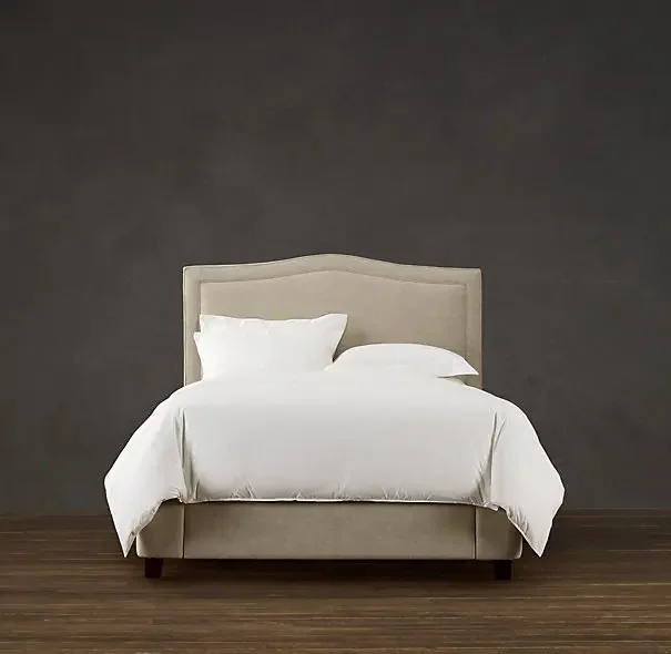 Original single Italian solid wood bed American rural retro furniture Italian modern simple linen soft bag solid wood