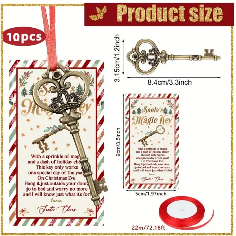

Винтажные рождественские украшения Санта-Клауса, объемные украшения для ключей Санта-Клауса для декора в канун Рождества, сувениры для праздничной вечеринки, 10 комплектов