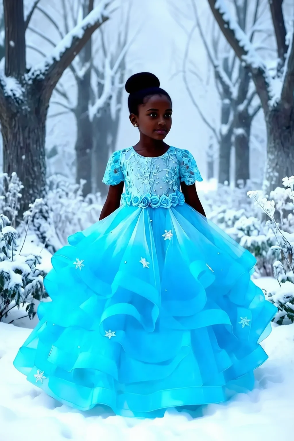 

Платье для девочки на первый день рождения, небесно-голубое, с кружевом и цветочным узором, бальное платье принцессы, для малышек