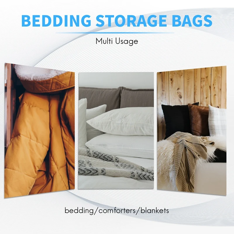 HFES 105L Sacos de armazenamento extra grandes Bolsa organizadora-2 pacotes-tecido de linho resistente e à prova de umidade, bolsa de transporte, bolsa de roupas para cama