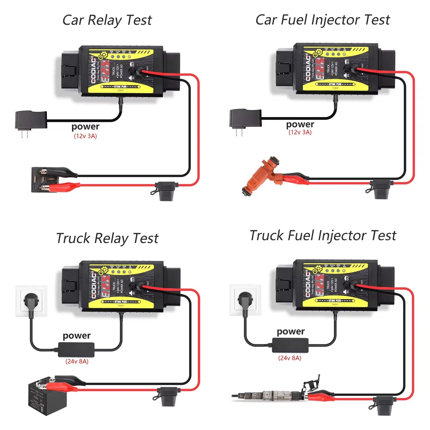 Godiag GT106 PLUS OBD2 24V to 12V Heavy Duty Truck Adapter for Easydiag/ Golo/ ThinkCar/ICarScan/Thinkdiag 2/DBScar II DBScar7