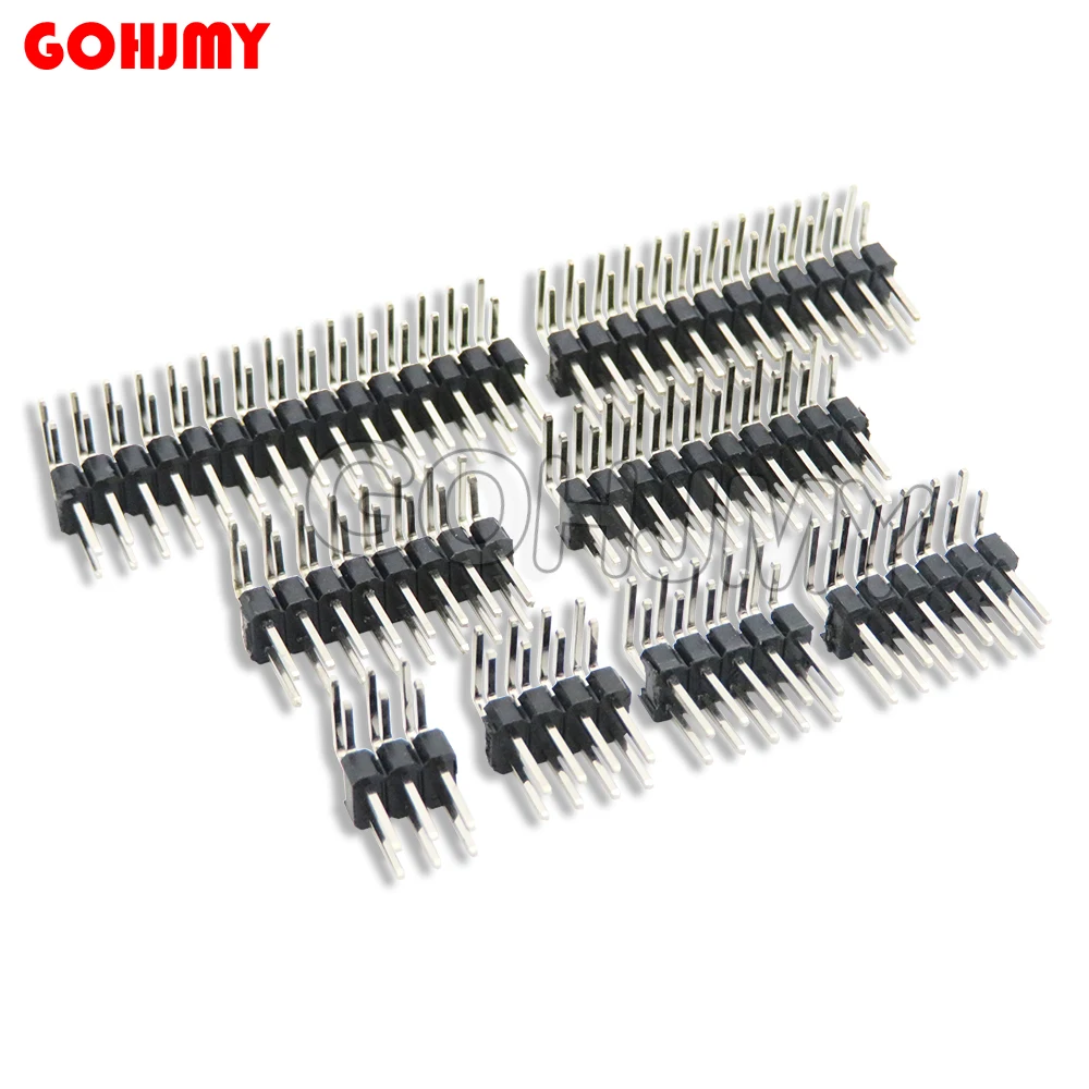 10PCS 2.54mm Double Row Right angle Male Breakaway PCB Board Pin Header Connector Pinheader 2x3/4/5/6/8/10/12/15/40 2.54 spacing