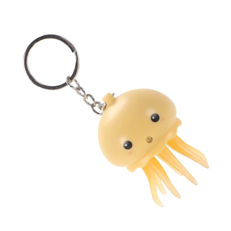 Jellyfish Figure Keychain Funny Glowing and Sound Octopus Toy Keychain Unique Keyring for Teens Kids Animal Keyholder