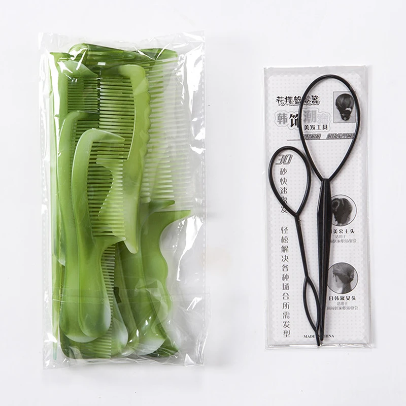 10 Pcs Green Hair Combs Set For Women And Men Hair Styling Tool, Coarse, Fine Dressing Comb