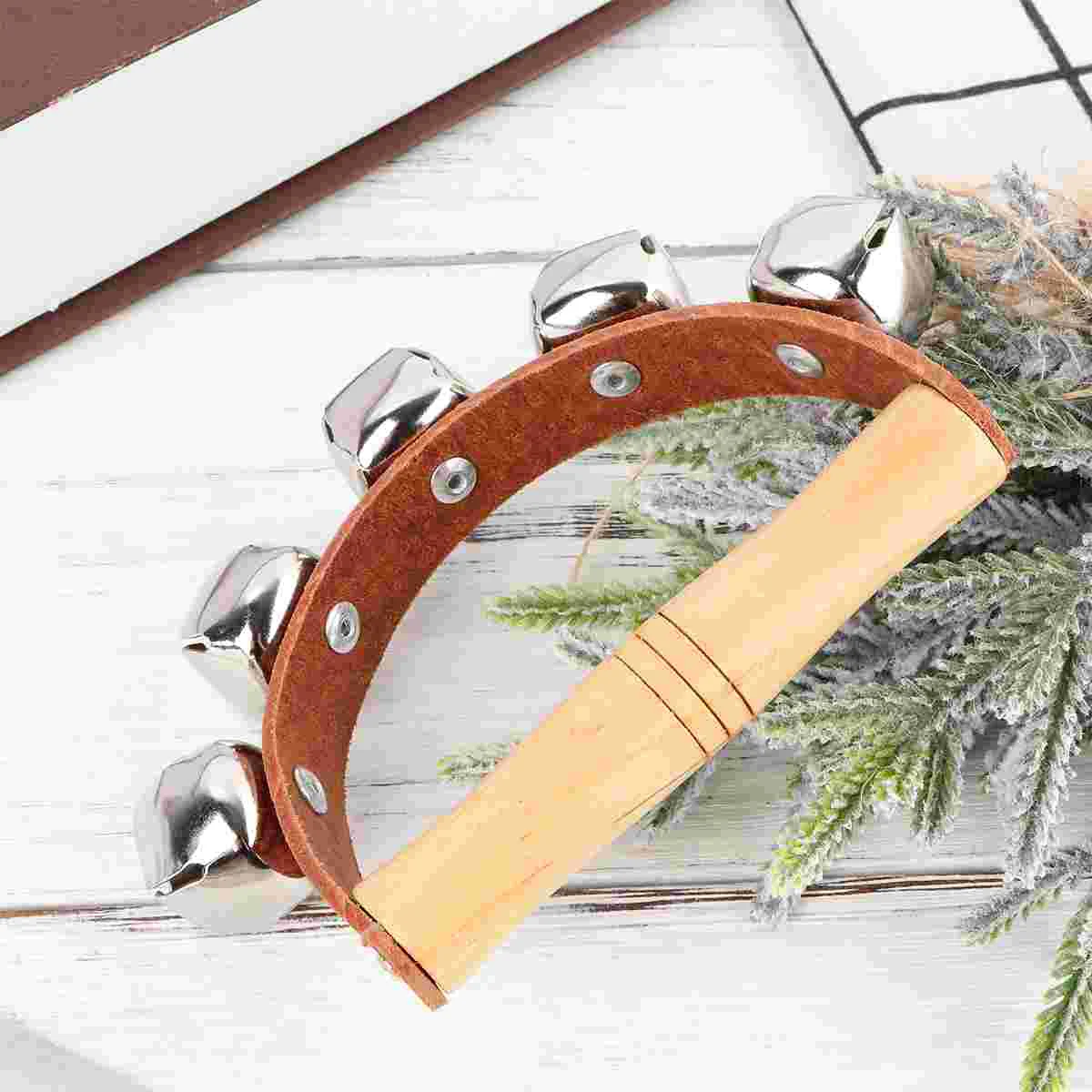 Wooden Orff Semicircle Percussion Instrument Holding Bell Rattle G13-5b Musical Toys for Kids Handbells Educational
