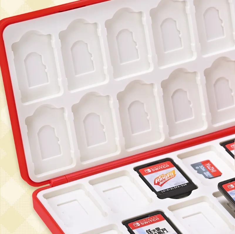 Kotak Penyimpanan Kartu Permainan Cangkang Keras Stroberi Tempat Casing Pelindung untuk Nintendo Switch 2/NS Oled Lite Pelindung Penutup TF Memori