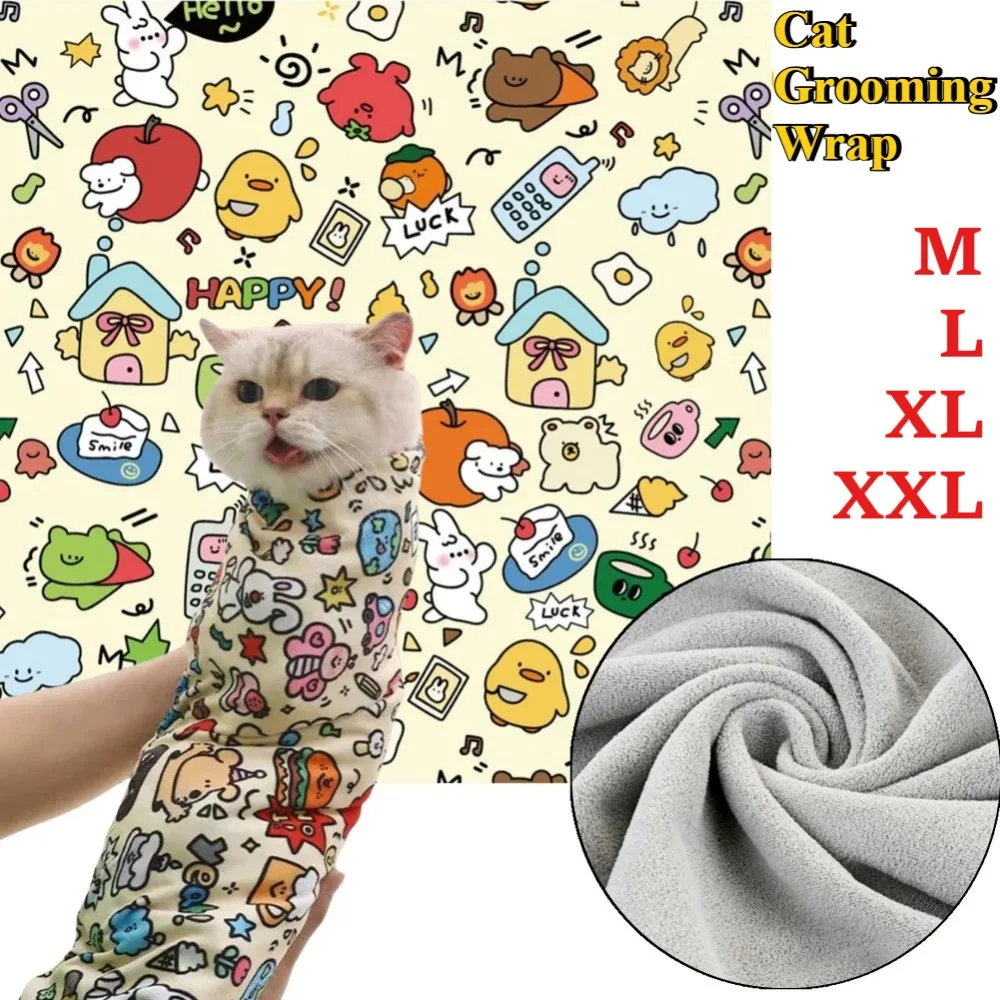Envoltura para el cuidado de gatos, manta autoadhesiva para gatos, envoltura para Burrito, antimordeduras, antiarañazos, antiescape para medicina, herramienta para cortar uñas y mascotas