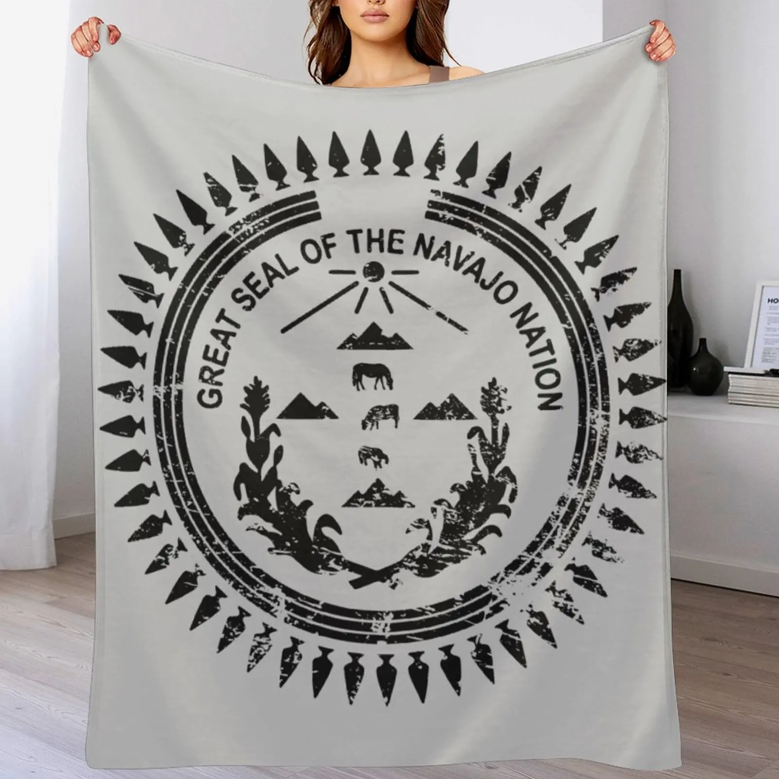

Navajo Nation Seal Throw Blanket Lightweight Warm Blanket for Indoor Outdoor Use