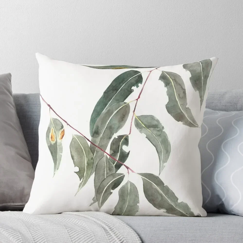 

Gum leaves watercolour Australian native Throw Pillow Cushions For Decorative Sofa Luxury Living Room Decorative Cushions pillow