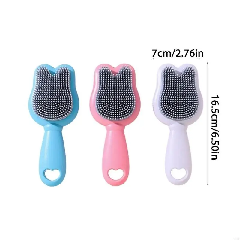 K8GF الرضع الجلد ودية رئيس الغسيل حمام الطفل فرشاة لينة تدليك حمام فرشاة فروة الرأس مدلك الكرتون نمط الشعر الغسيل #6