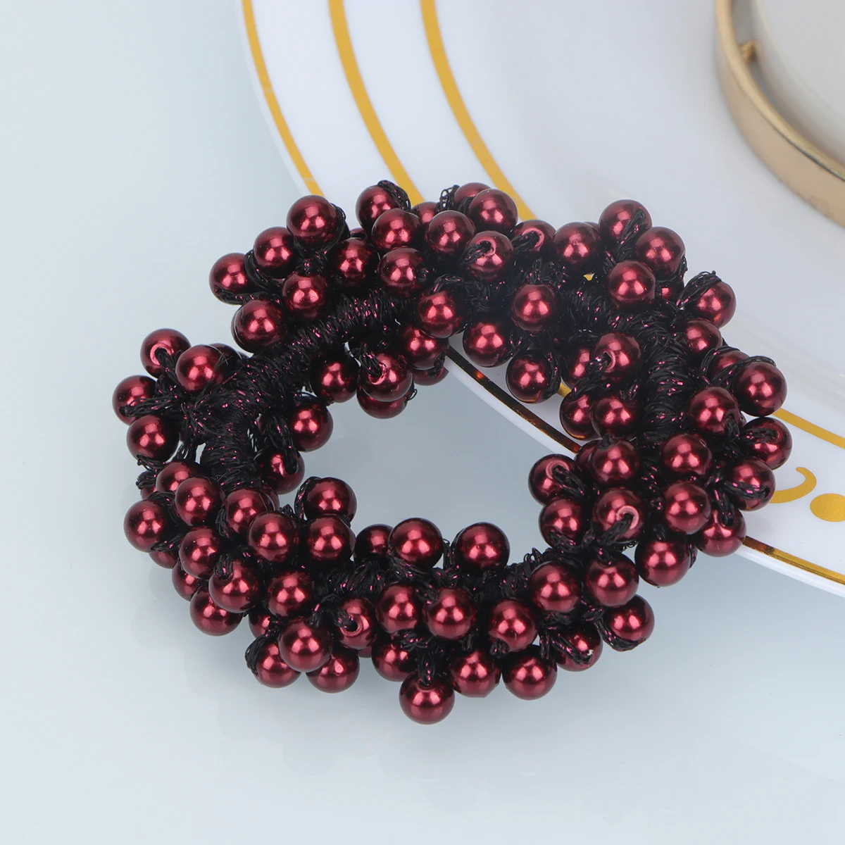 

5 Pcs Elegant Pearl Hair Tie Set Stretch Hair Bands Chic Girls Ponytail Holders Stylish Hair Accessories