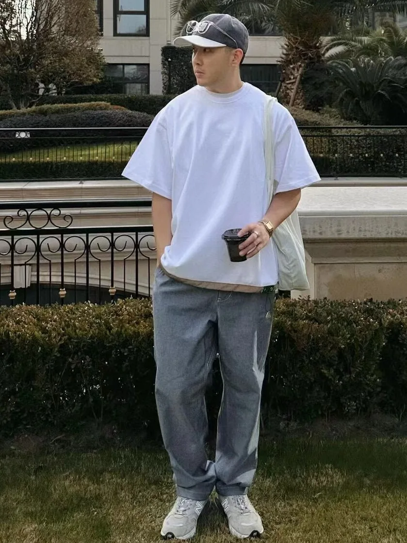 

Kolor 23SS Limited Edition Tricolor Japanese Sle Cotton Nylon Patchwork Elastic round Ne ort Sve T-irt Youth Summe...