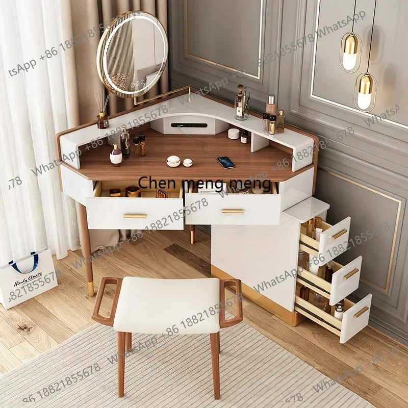 Luxury Solid Wood Dressing Table Corner Drawer Storage Combination Triangle Household Makeup Coiffeuse De Chambre Decoration