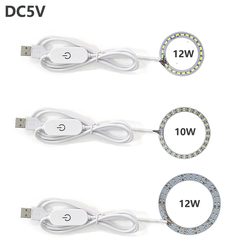 1 Stück DC5V LED dimmbar 3 Farben Ringlichterplatine 10 W 12 W mit 1,5 m Online-Touch-Schalter Dimm-Controller-Kabel