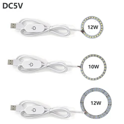 1Pcs  DC5V LED  Dimmable 3colors Ring lights Board 10W 12W with 1.5m  Online Touch Switch Dimming Controller cable