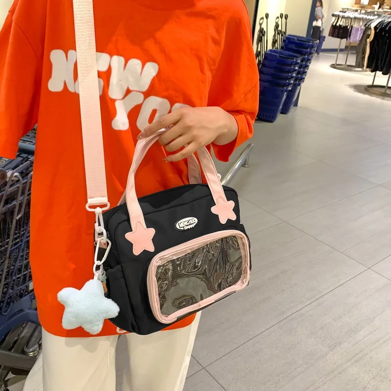 Dziewczęce torebki Jk Preppy Crossbody in Sweet Y2k estetyczna gwiazda przezroczyste plecaki Casual wszystkie mecze torby na ramię Ita modne