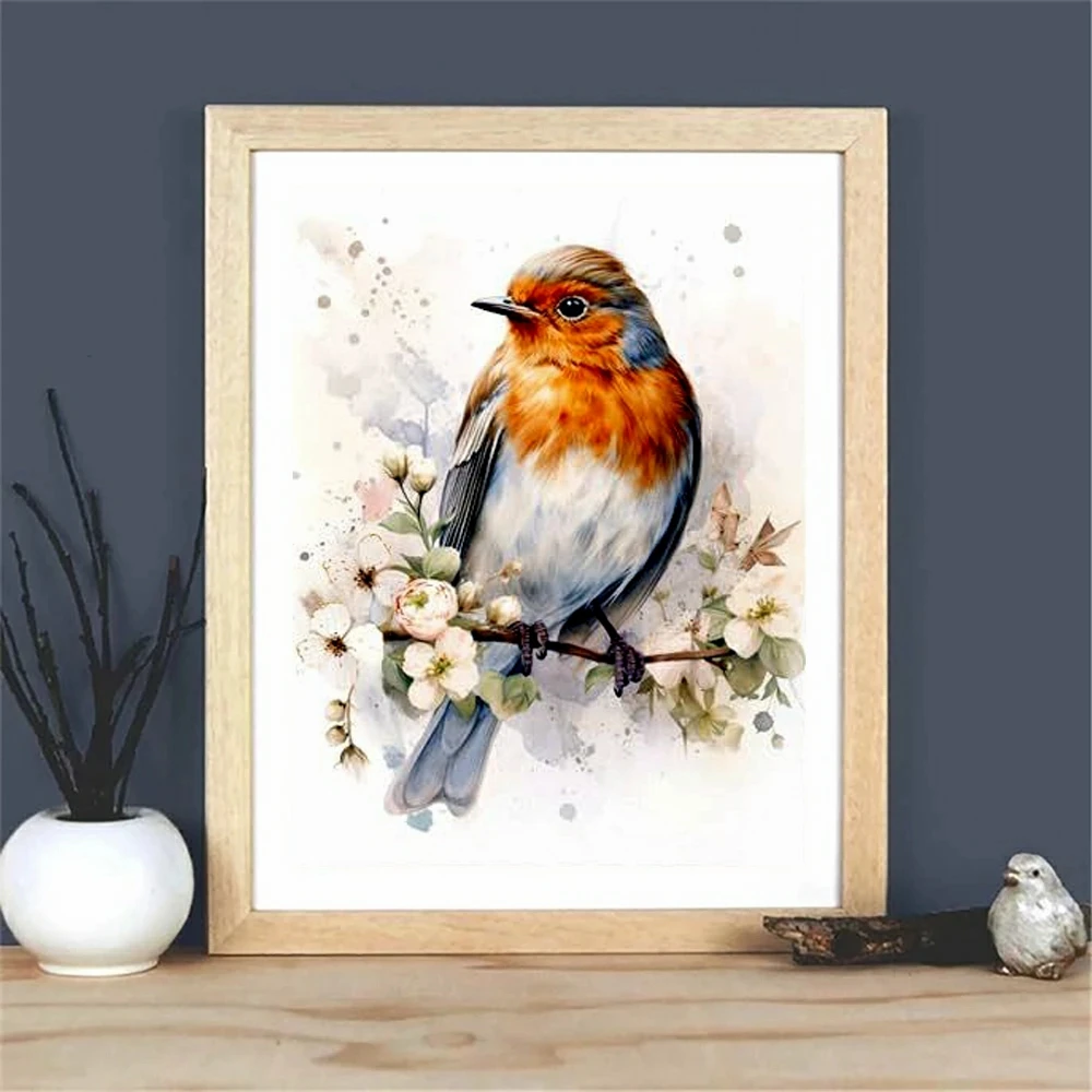 Robin Bird 5D DIY Diamond Painting Embroidery Cross Stitch Cute Animal Art Mosaic Picture Handicraft Hobby Home Decor Gift