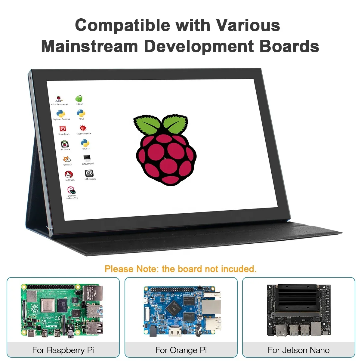 Monitor 1280x800 Portable Screen HDMI Display Built-in Speakers with Shell for Raspberry Pi 4/3B+