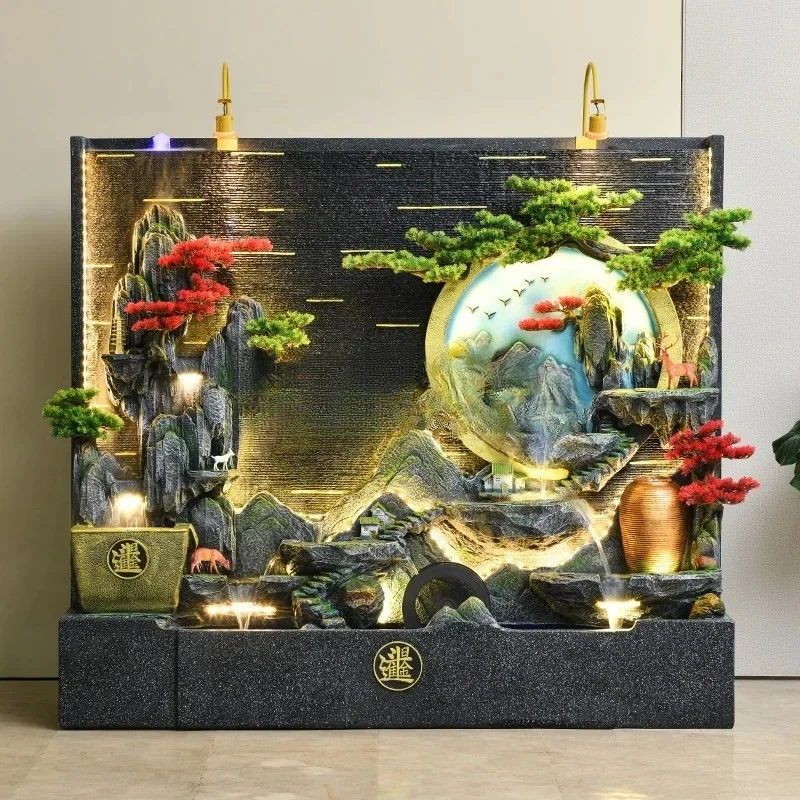 

Новый альпийский фонтан в китайском стиле, пейзажные украшения от пола до потолка, открытый двор, счастливое колесо фэн-шуй