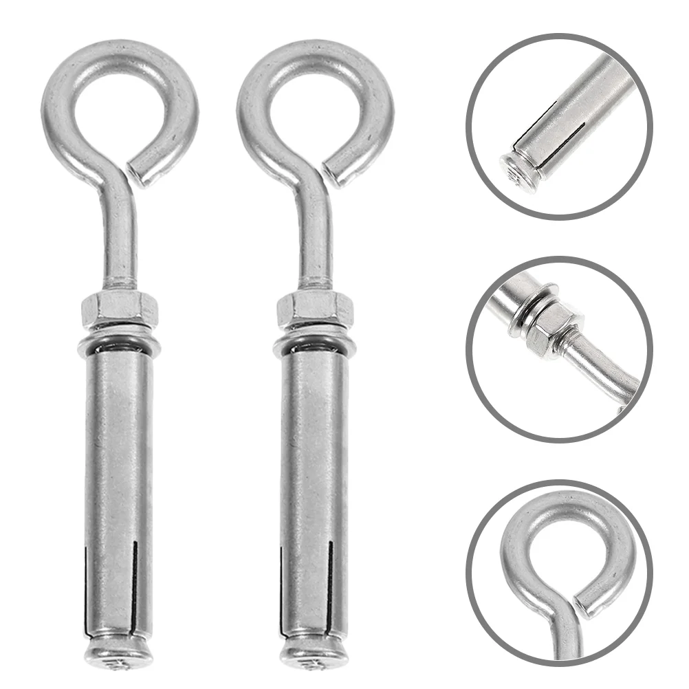 

2 Pcs Concrete Anchor Eye Bolt Expansion Screw Brick Wall Extension Drill Hangers